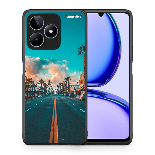Θήκη Realme C53 City Landscape από τη Smartfits με σχέδιο στο πίσω μέρος και μαύρο περίβλημα | Realme C53 City Landscape case with colorful back and black bezels