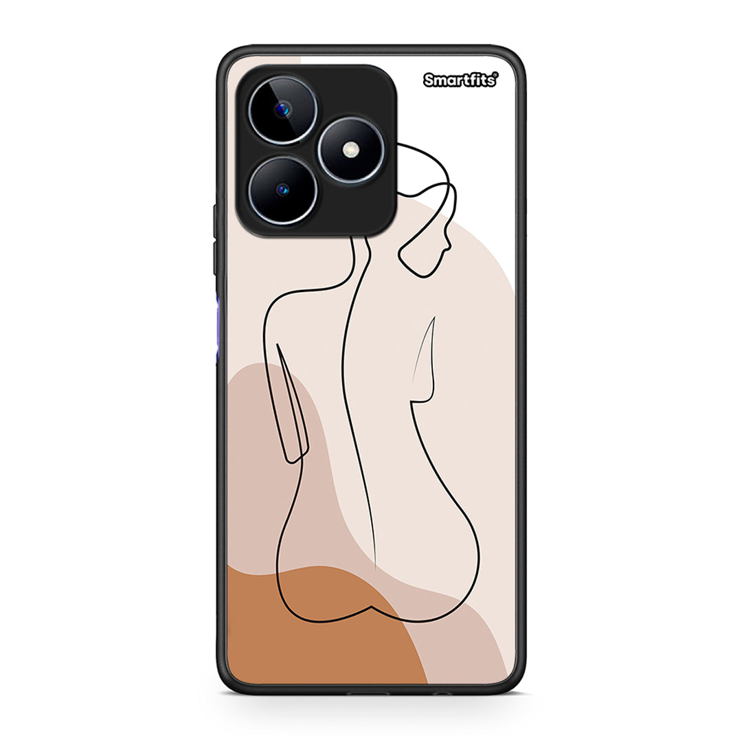 Realme C53 LineArt Woman θήκη από τη Smartfits με σχέδιο στο πίσω μέρος και μαύρο περίβλημα | Smartphone case with colorful back and black bezels by Smartfits