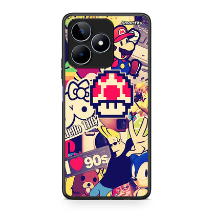 Realme C53 Love The 90s θήκη από τη Smartfits με σχέδιο στο πίσω μέρος και μαύρο περίβλημα | Smartphone case with colorful back and black bezels by Smartfits