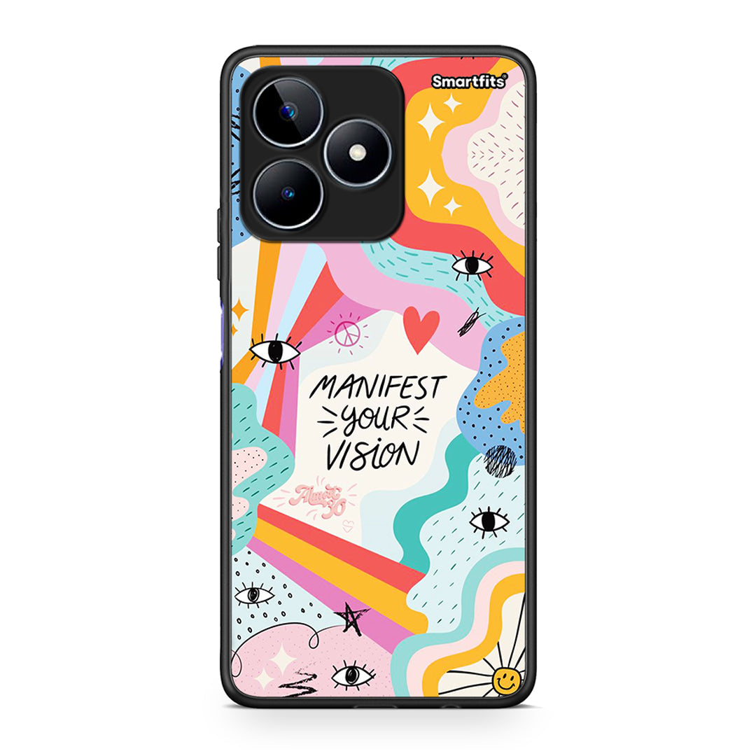 Realme C53 Manifest Your Vision θήκη από τη Smartfits με σχέδιο στο πίσω μέρος και μαύρο περίβλημα | Smartphone case with colorful back and black bezels by Smartfits