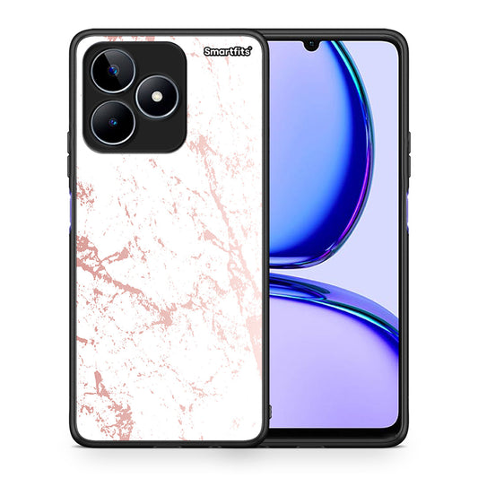 Θήκη Realme C53 Pink Splash Marble από τη Smartfits με σχέδιο στο πίσω μέρος και μαύρο περίβλημα | Realme C53 Pink Splash Marble case with colorful back and black bezels