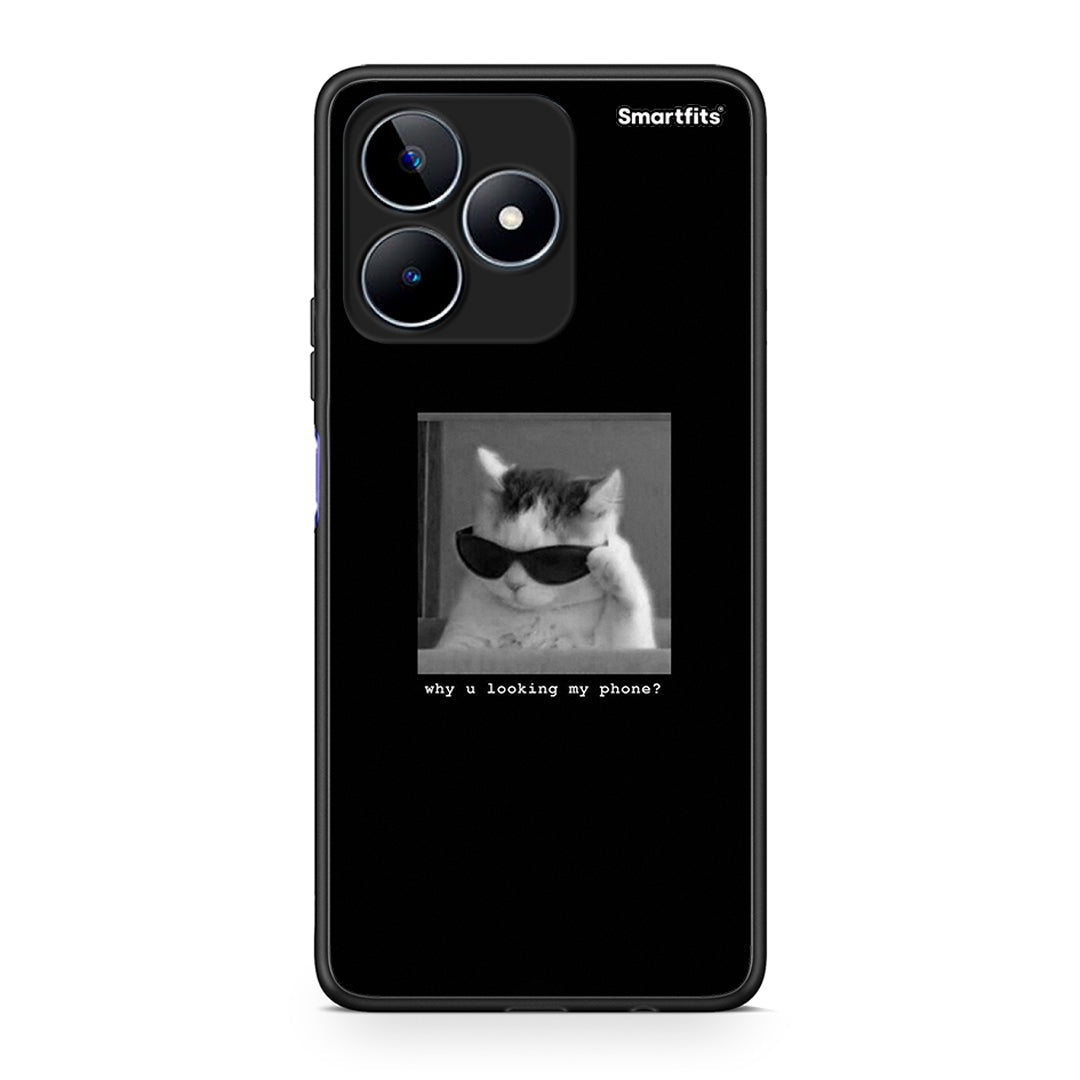 Realme C53 Meme Cat θήκη από τη Smartfits με σχέδιο στο πίσω μέρος και μαύρο περίβλημα | Smartphone case with colorful back and black bezels by Smartfits