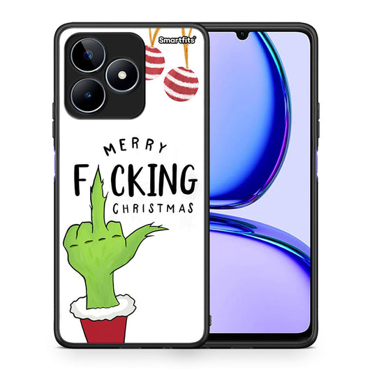 Θήκη Realme C53 Merry F Xmas από τη Smartfits με σχέδιο στο πίσω μέρος και μαύρο περίβλημα | Realme C53 Merry F Xmas case with colorful back and black bezels