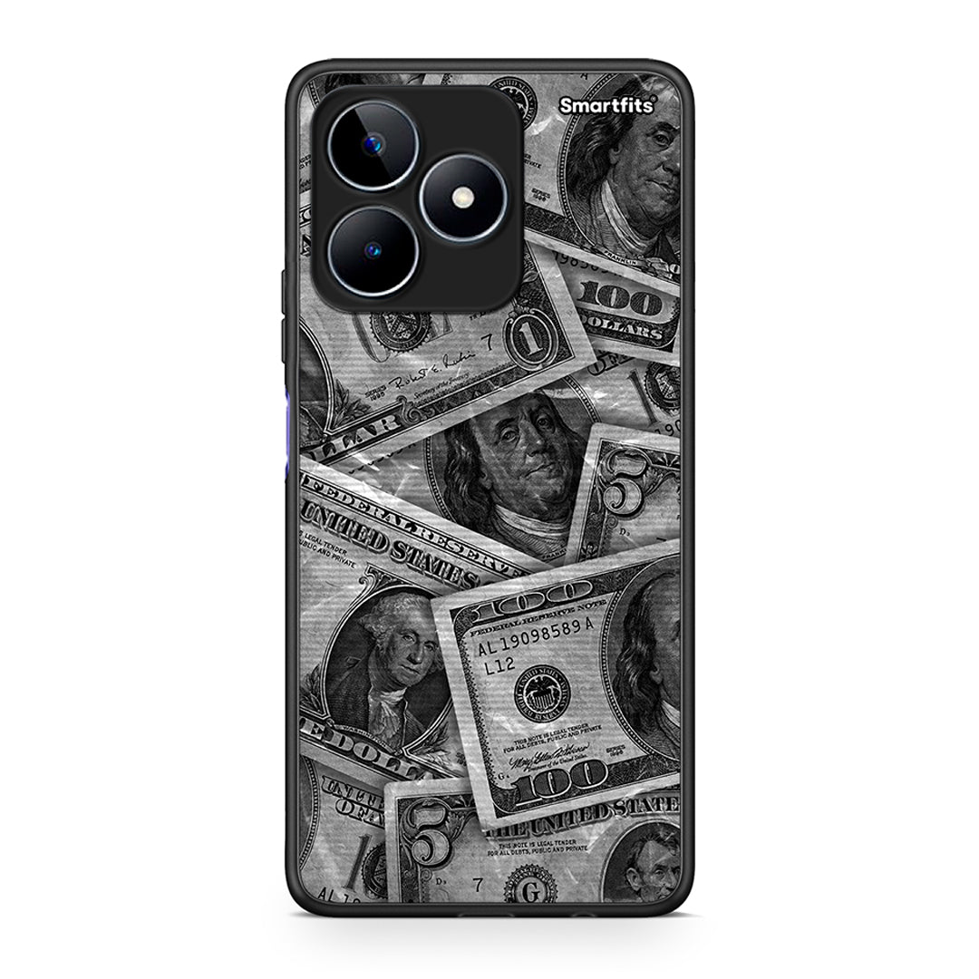 Realme C53 Money Dollars θήκη από τη Smartfits με σχέδιο στο πίσω μέρος και μαύρο περίβλημα | Smartphone case with colorful back and black bezels by Smartfits