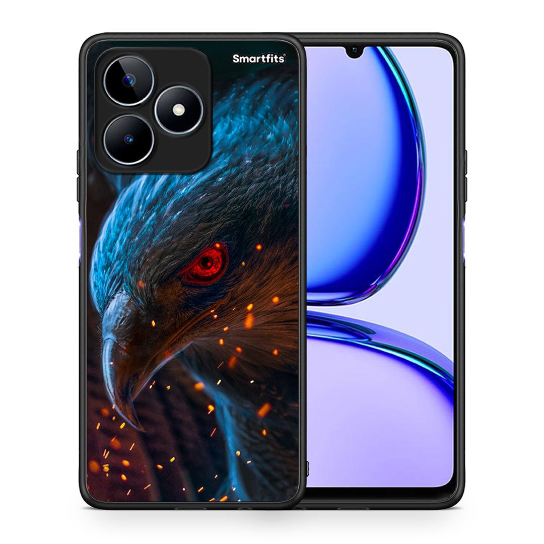 Θήκη Realme C53 Eagle PopArt από τη Smartfits με σχέδιο στο πίσω μέρος και μαύρο περίβλημα | Realme C53 Eagle PopArt case with colorful back and black bezels