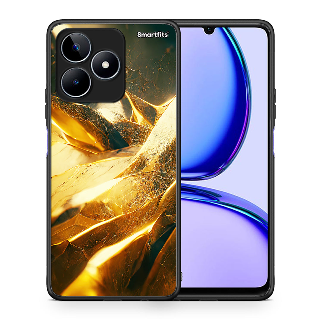 Θήκη Realme C53 Real Gold από τη Smartfits με σχέδιο στο πίσω μέρος και μαύρο περίβλημα | Realme C53 Real Gold case with colorful back and black bezels