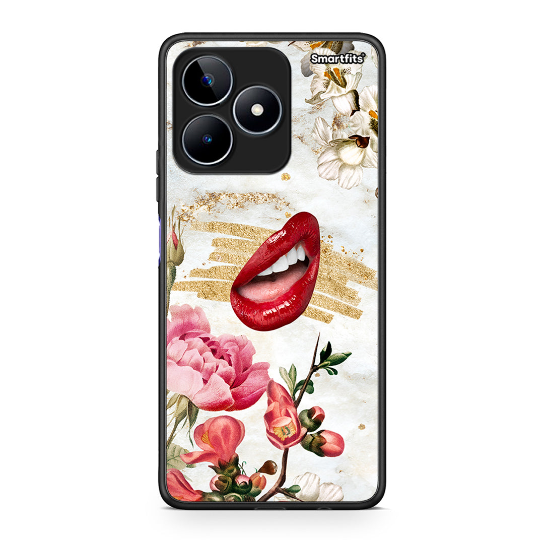 Realme C53 Red Lips θήκη από τη Smartfits με σχέδιο στο πίσω μέρος και μαύρο περίβλημα | Smartphone case with colorful back and black bezels by Smartfits