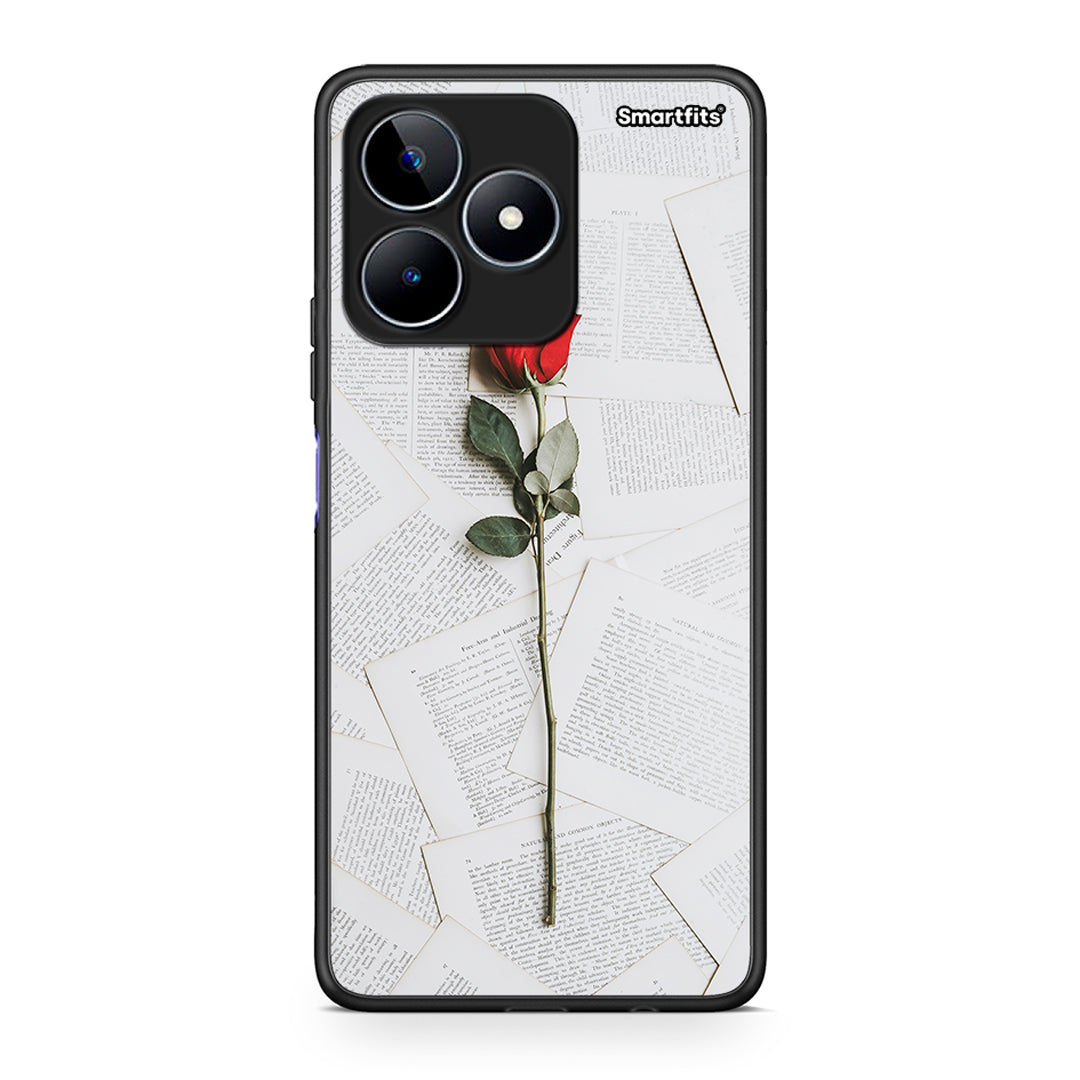 Realme C53 Red Rose θήκη από τη Smartfits με σχέδιο στο πίσω μέρος και μαύρο περίβλημα | Smartphone case with colorful back and black bezels by Smartfits