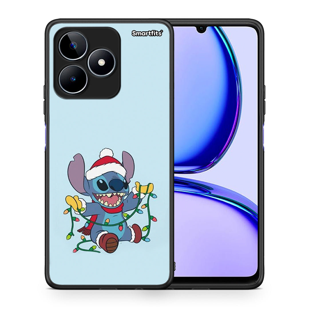Θήκη Realme C53 Santa Stich από τη Smartfits με σχέδιο στο πίσω μέρος και μαύρο περίβλημα | Realme C53 Santa Stich case with colorful back and black bezels