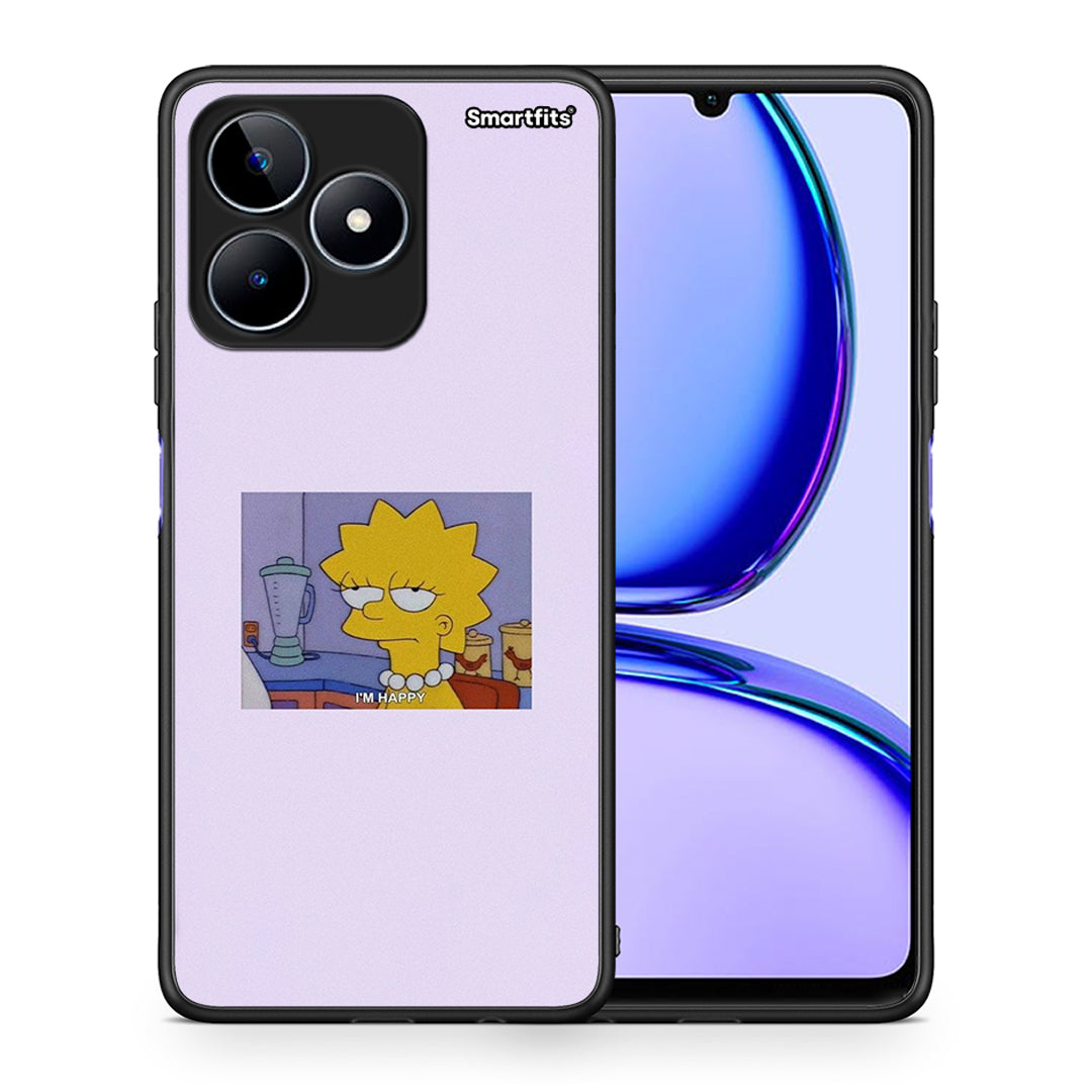 Θήκη Realme C53 So Happy από τη Smartfits με σχέδιο στο πίσω μέρος και μαύρο περίβλημα | Realme C53 So Happy case with colorful back and black bezels