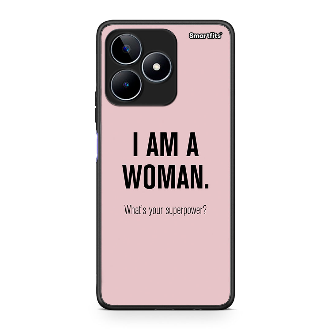 Realme C53 Superpower Woman θήκη από τη Smartfits με σχέδιο στο πίσω μέρος και μαύρο περίβλημα | Smartphone case with colorful back and black bezels by Smartfits