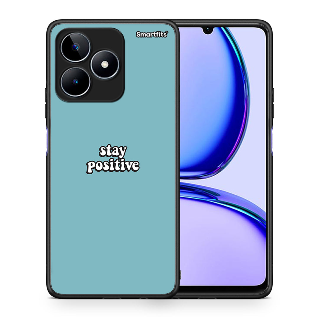 Θήκη Realme C53 Positive Text από τη Smartfits με σχέδιο στο πίσω μέρος και μαύρο περίβλημα | Realme C53 Positive Text case with colorful back and black bezels