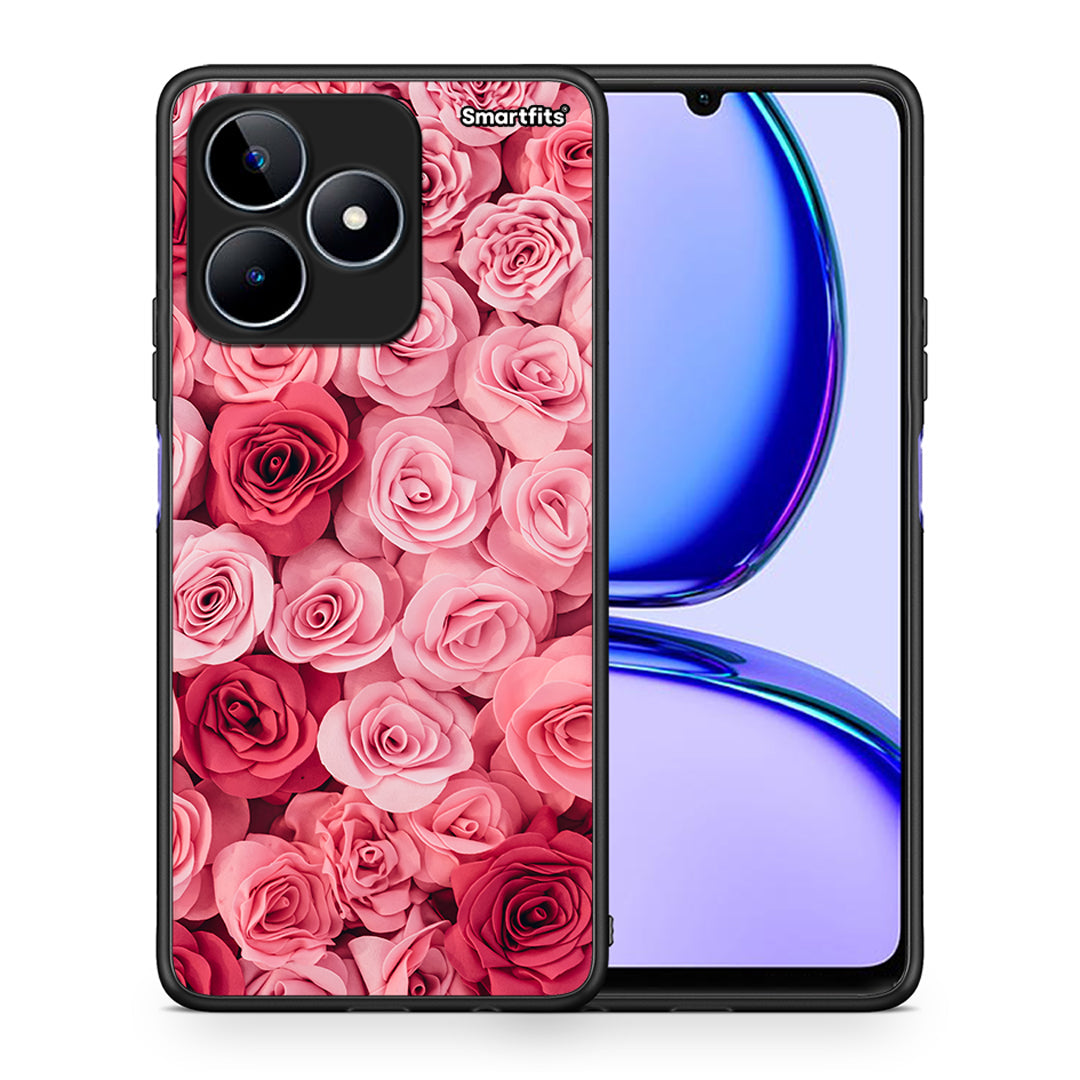 Θήκη Realme C53 RoseGarden Valentine από τη Smartfits με σχέδιο στο πίσω μέρος και μαύρο περίβλημα | Realme C53 RoseGarden Valentine case with colorful back and black bezels