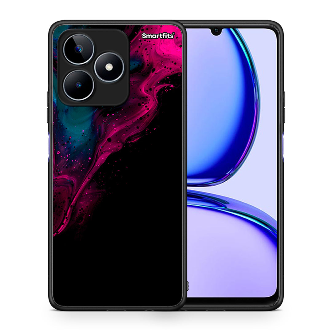 Θήκη Realme C53 Pink Black Watercolor από τη Smartfits με σχέδιο στο πίσω μέρος και μαύρο περίβλημα | Realme C53 Pink Black Watercolor case with colorful back and black bezels