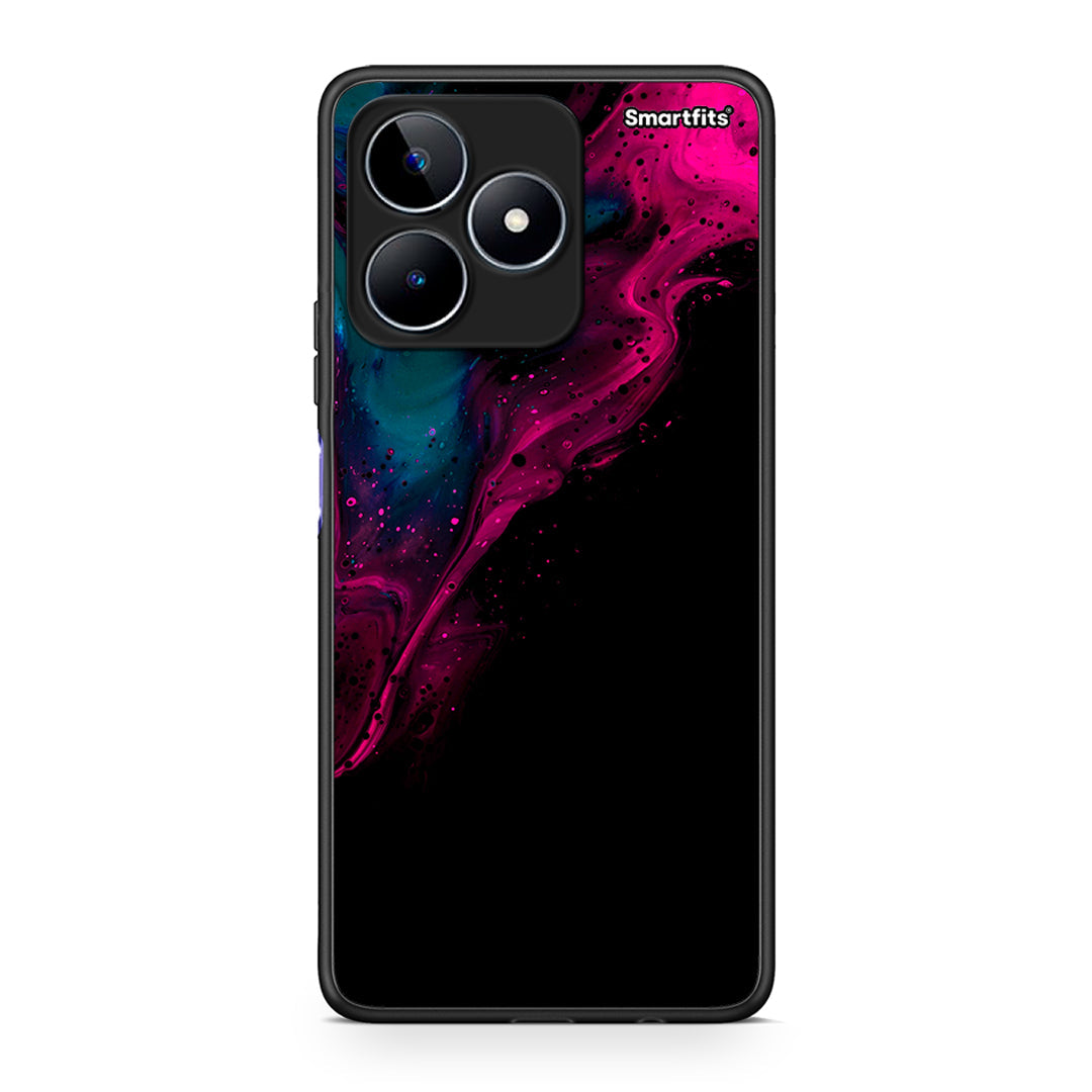 4 - Realme C53 Pink Black Watercolor case, cover, bumper