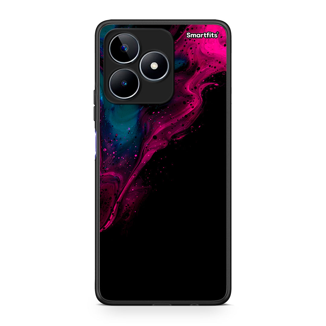 4 - Realme C53 Pink Black Watercolor case, cover, bumper