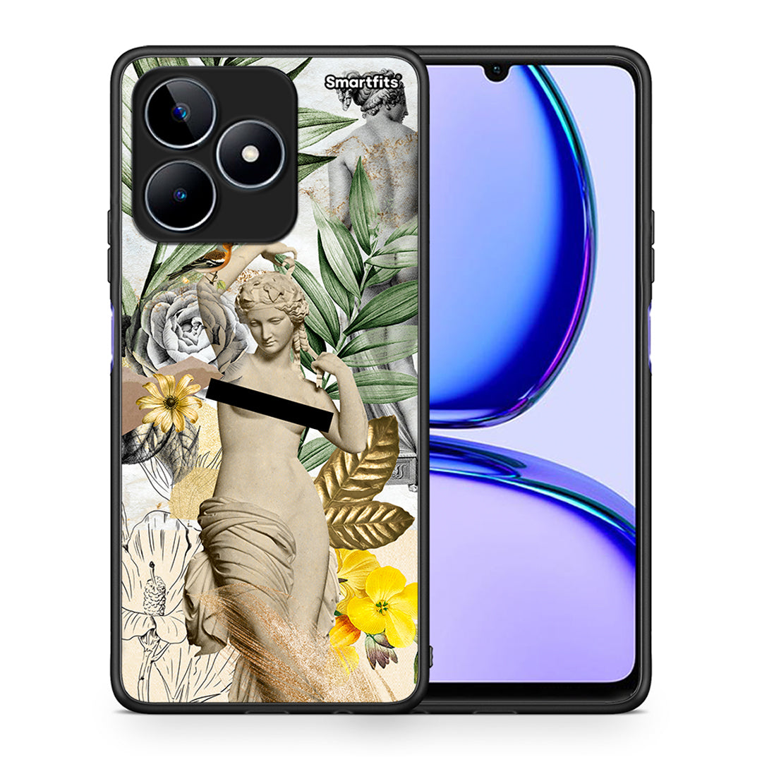 Θήκη Realme C53 Woman Statue από τη Smartfits με σχέδιο στο πίσω μέρος και μαύρο περίβλημα | Realme C53 Woman Statue case with colorful back and black bezels