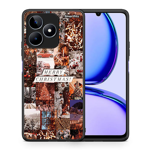 Θήκη Realme C53 Xmas Collage από τη Smartfits με σχέδιο στο πίσω μέρος και μαύρο περίβλημα | Realme C53 Xmas Collage case with colorful back and black bezels