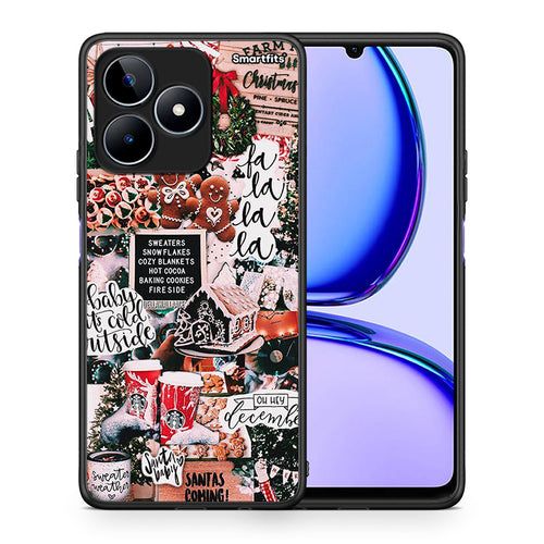 Θήκη Realme C53 Xmas Habbits από τη Smartfits με σχέδιο στο πίσω μέρος και μαύρο περίβλημα | Realme C53 Xmas Habbits case with colorful back and black bezels