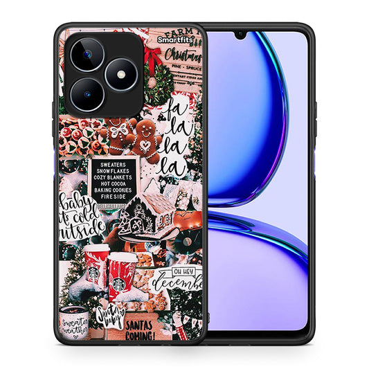 Θήκη Realme C53 Xmas Habbits από τη Smartfits με σχέδιο στο πίσω μέρος και μαύρο περίβλημα | Realme C53 Xmas Habbits case with colorful back and black bezels
