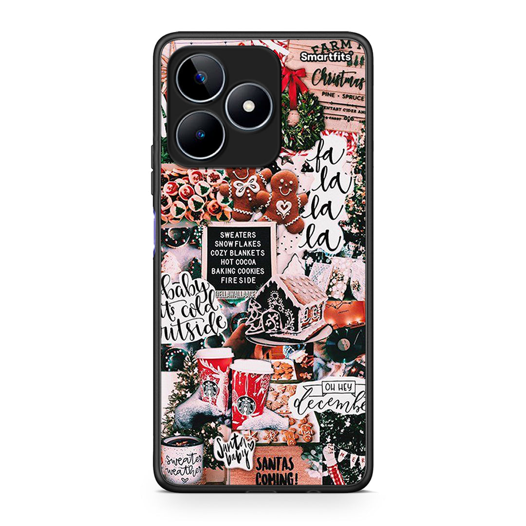 Realme C53 Xmas Habbits θήκη από τη Smartfits με σχέδιο στο πίσω μέρος και μαύρο περίβλημα | Smartphone case with colorful back and black bezels by Smartfits