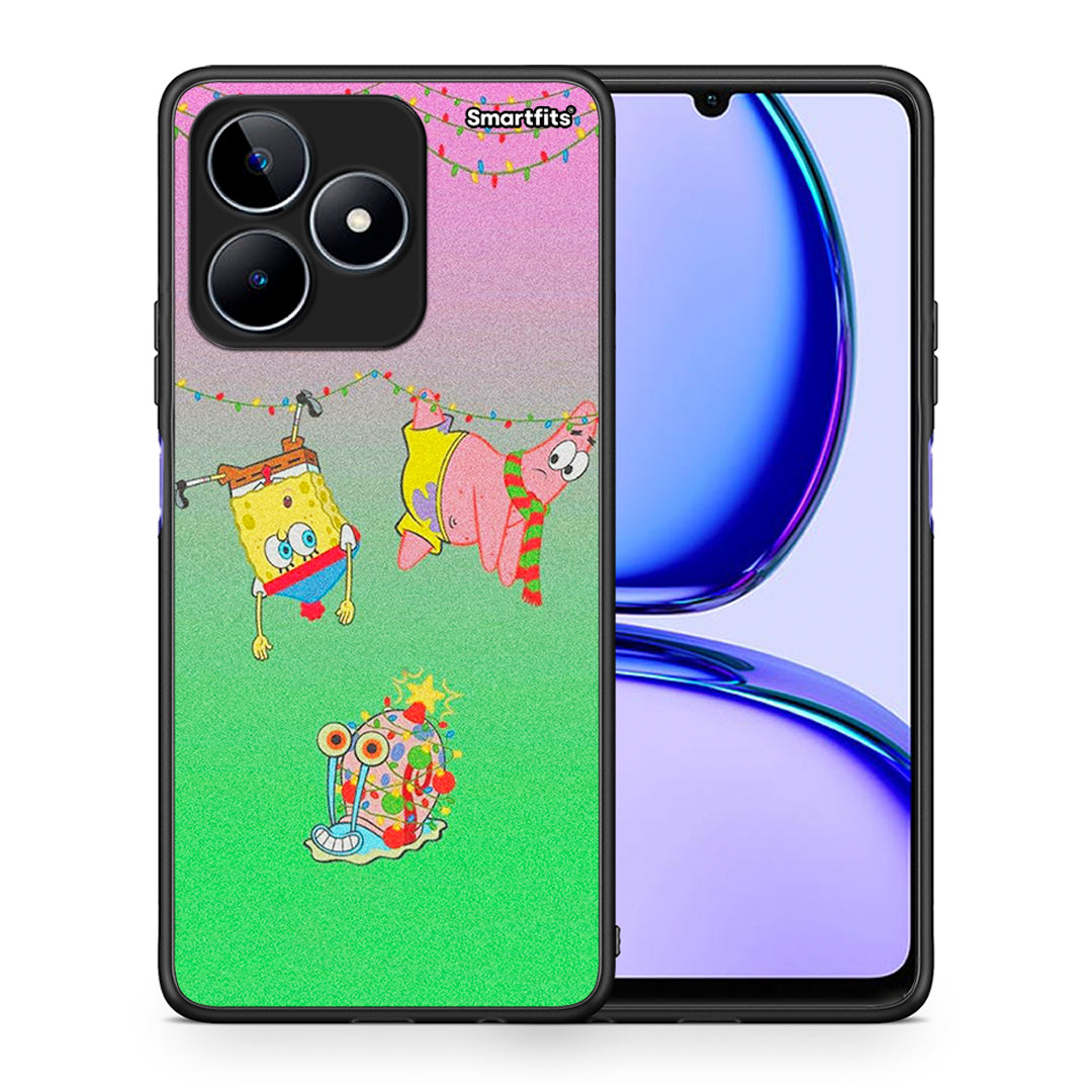 Θήκη Realme C53 Xmas Lights από τη Smartfits με σχέδιο στο πίσω μέρος και μαύρο περίβλημα | Realme C53 Xmas Lights case with colorful back and black bezels