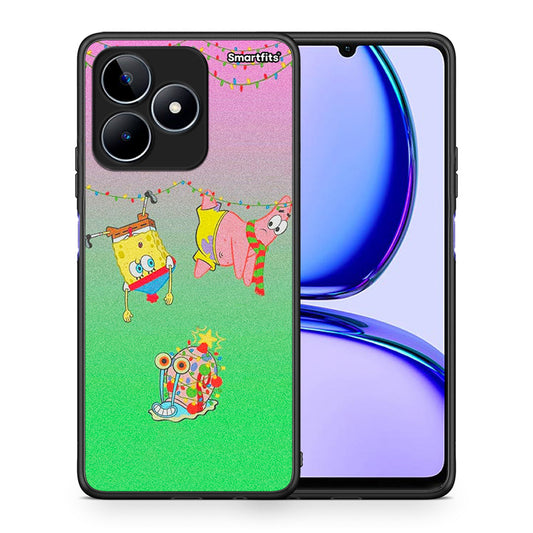 Θήκη Realme C53 Xmas Lights από τη Smartfits με σχέδιο στο πίσω μέρος και μαύρο περίβλημα | Realme C53 Xmas Lights case with colorful back and black bezels
