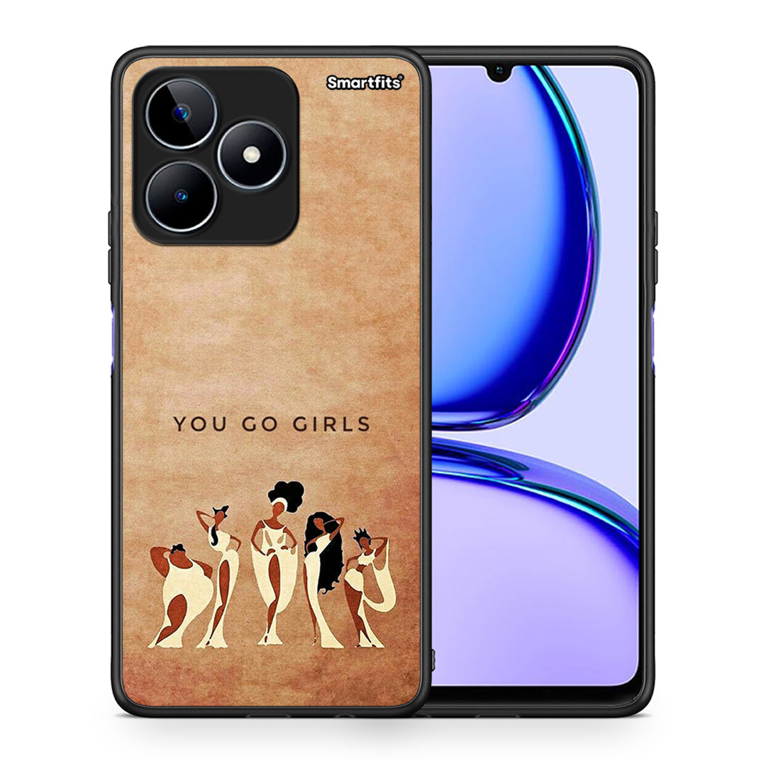 Θήκη Realme C53 You Go Girl από τη Smartfits με σχέδιο στο πίσω μέρος και μαύρο περίβλημα | Realme C53 You Go Girl case with colorful back and black bezels