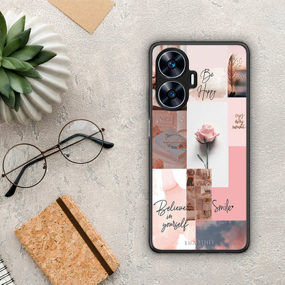 Θήκη Realme C55 Dual Aesthetic Collage από τη Smartfits με σχέδιο στο πίσω μέρος και μαύρο περίβλημα | Realme C55 Dual Aesthetic Collage Case with Colorful Back and Black Bezels