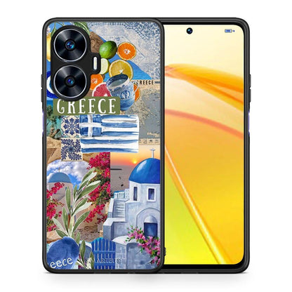 Θήκη Realme C55 Dual All Greek από τη Smartfits με σχέδιο στο πίσω μέρος και μαύρο περίβλημα | Realme C55 Dual All Greek Case with Colorful Back and Black Bezels