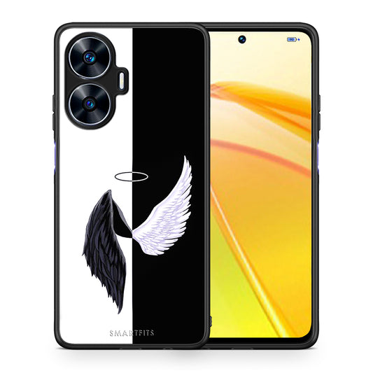 Θήκη Realme C55 Dual Angels Demons από τη Smartfits με σχέδιο στο πίσω μέρος και μαύρο περίβλημα | Realme C55 Dual Angels Demons Case with Colorful Back and Black Bezels