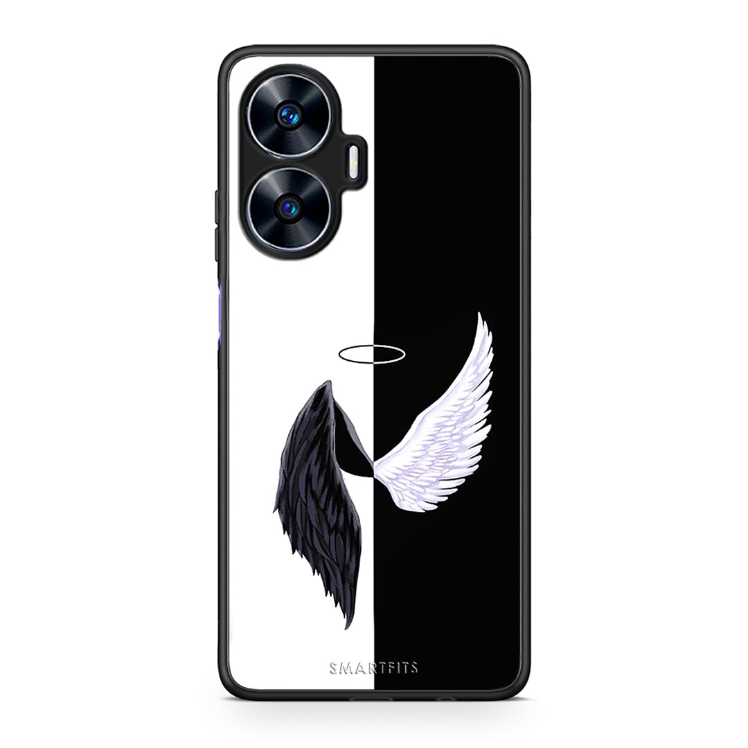 Θήκη Realme C55 Dual Angels Demons από τη Smartfits με σχέδιο στο πίσω μέρος και μαύρο περίβλημα | Realme C55 Dual Angels Demons Case with Colorful Back and Black Bezels