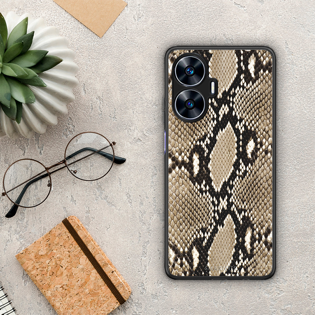 Θήκη Realme C55 Dual Animal Fashion Snake από τη Smartfits με σχέδιο στο πίσω μέρος και μαύρο περίβλημα | Realme C55 Dual Animal Fashion Snake Case with Colorful Back and Black Bezels