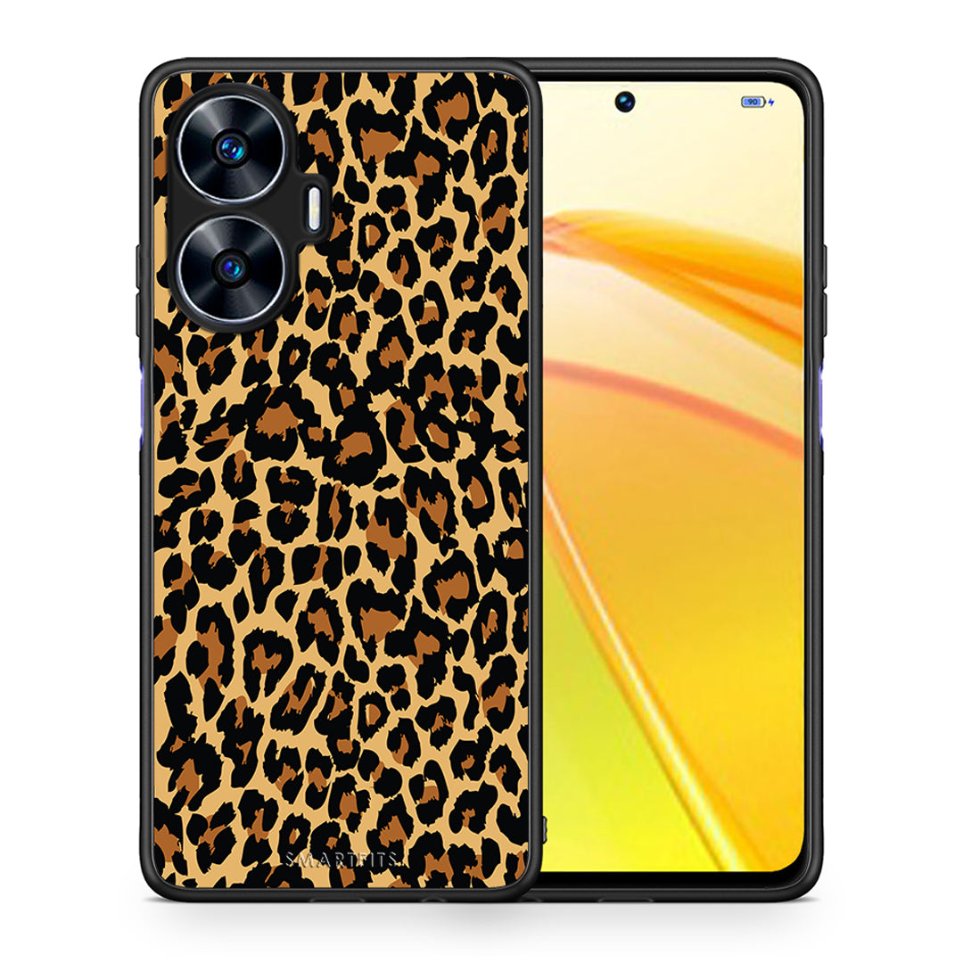 Θήκη Realme C55 Dual Animal Leopard από τη Smartfits με σχέδιο στο πίσω μέρος και μαύρο περίβλημα | Realme C55 Dual Animal Leopard Case with Colorful Back and Black Bezels