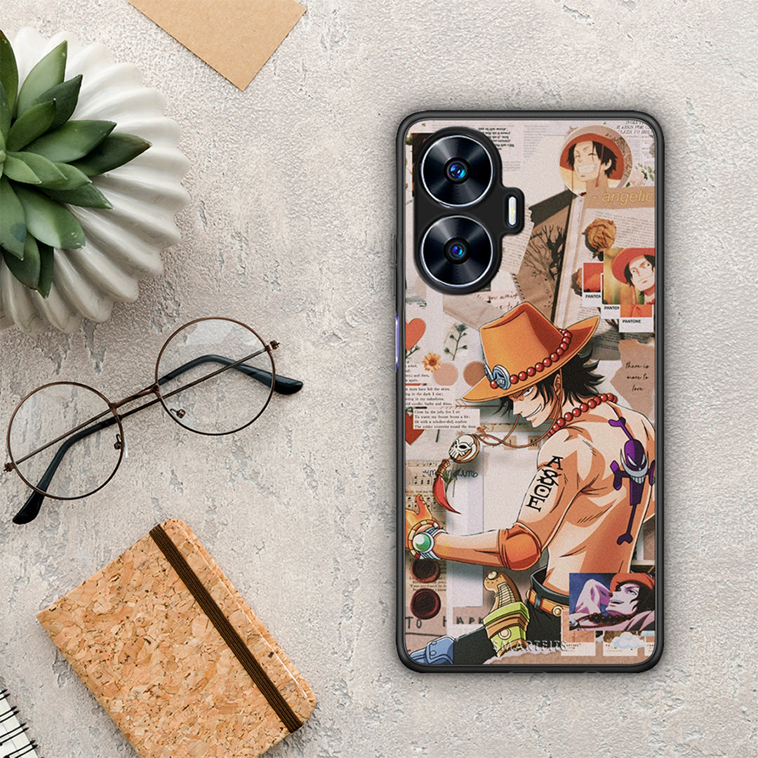 Θήκη Realme C55 Dual Anime Collage από τη Smartfits με σχέδιο στο πίσω μέρος και μαύρο περίβλημα | Realme C55 Dual Anime Collage Case with Colorful Back and Black Bezels