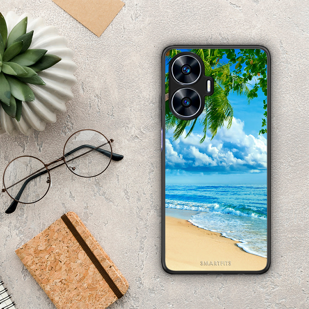 Θήκη Realme C55 Dual Beautiful Beach από τη Smartfits με σχέδιο στο πίσω μέρος και μαύρο περίβλημα | Realme C55 Dual Beautiful Beach Case with Colorful Back and Black Bezels