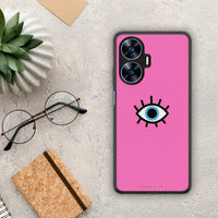 Thumbnail for Θήκη Realme C55 Dual Blue Eye Pink από τη Smartfits με σχέδιο στο πίσω μέρος και μαύρο περίβλημα | Realme C55 Dual Blue Eye Pink Case with Colorful Back and Black Bezels