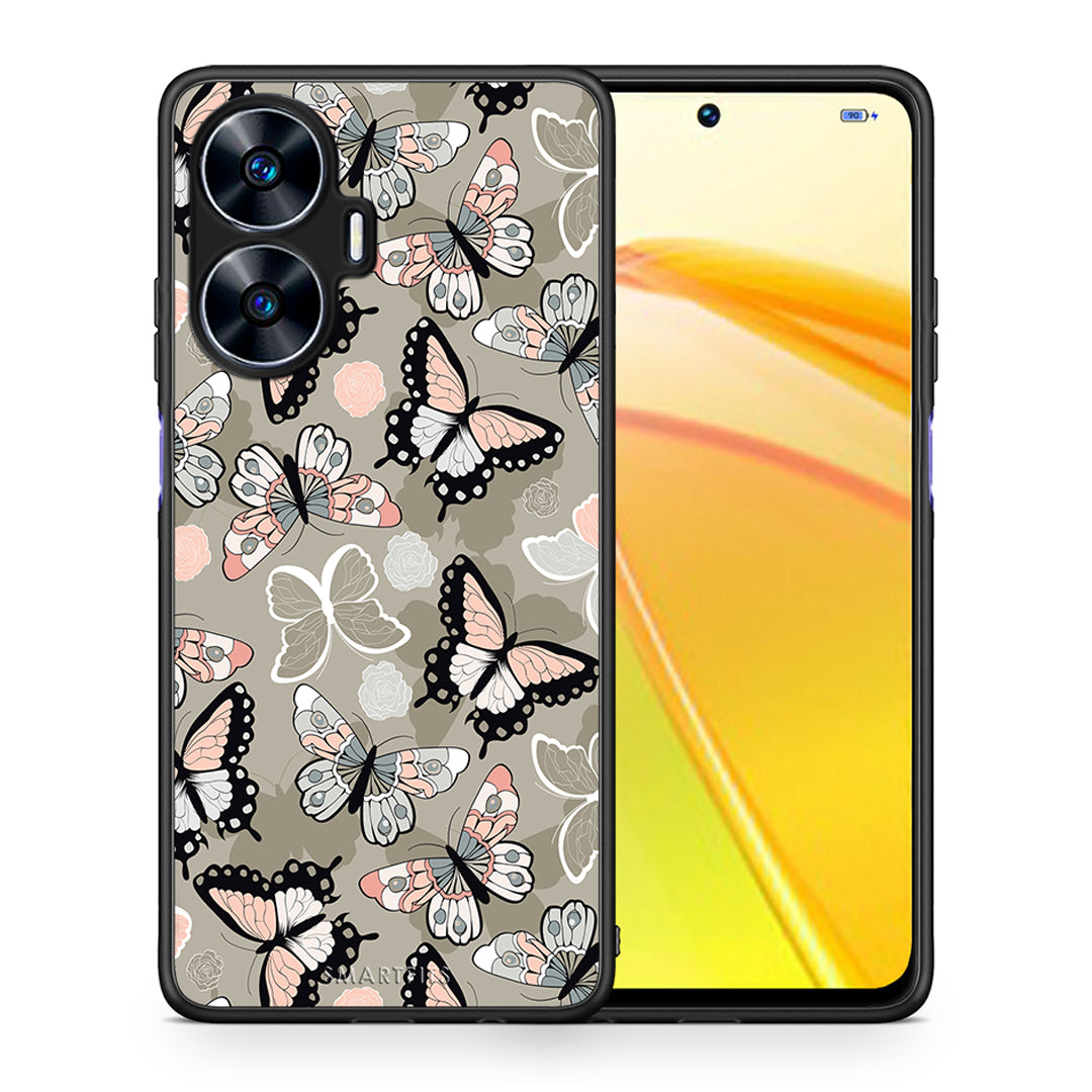 Θήκη Realme C55 Dual Boho Butterflies από τη Smartfits με σχέδιο στο πίσω μέρος και μαύρο περίβλημα | Realme C55 Dual Boho Butterflies Case with Colorful Back and Black Bezels