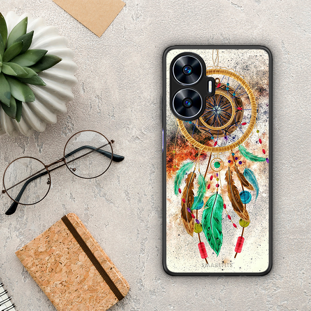 Θήκη Realme C55 Dual Boho DreamCatcher από τη Smartfits με σχέδιο στο πίσω μέρος και μαύρο περίβλημα | Realme C55 Dual Boho DreamCatcher Case with Colorful Back and Black Bezels