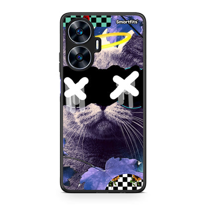 Θήκη Realme C55 Dual Cat Collage από τη Smartfits με σχέδιο στο πίσω μέρος και μαύρο περίβλημα | Realme C55 Dual Cat Collage Case with Colorful Back and Black Bezels