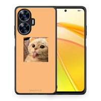 Thumbnail for Θήκη Realme C55 Dual Cat Tongue από τη Smartfits με σχέδιο στο πίσω μέρος και μαύρο περίβλημα | Realme C55 Dual Cat Tongue Case with Colorful Back and Black Bezels