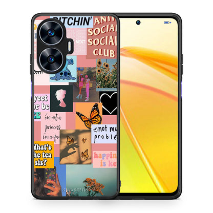 Θήκη Realme C55 Dual Collage Bitchin από τη Smartfits με σχέδιο στο πίσω μέρος και μαύρο περίβλημα | Realme C55 Dual Collage Bitchin Case with Colorful Back and Black Bezels