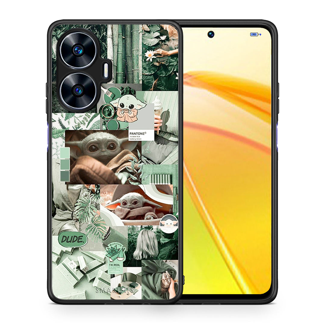 Θήκη Realme C55 Dual Collage Dude από τη Smartfits με σχέδιο στο πίσω μέρος και μαύρο περίβλημα | Realme C55 Dual Collage Dude Case with Colorful Back and Black Bezels