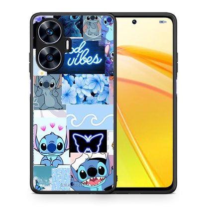 Θήκη Realme C55 Dual Collage Good Vibes από τη Smartfits με σχέδιο στο πίσω μέρος και μαύρο περίβλημα | Realme C55 Dual Collage Good Vibes Case with Colorful Back and Black Bezels