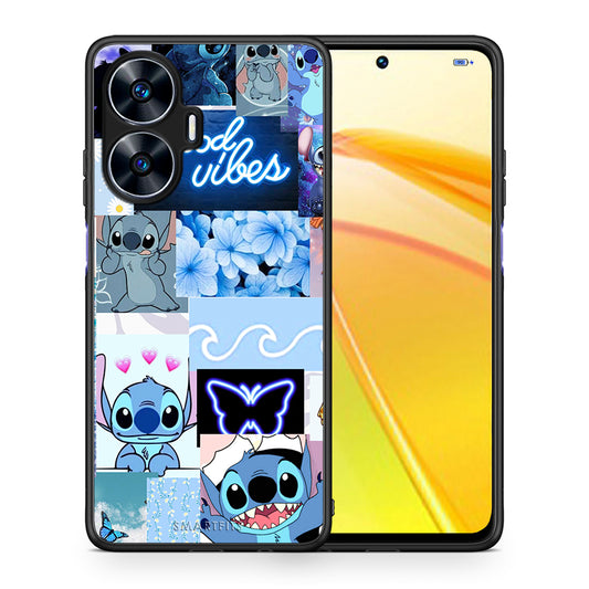 Θήκη Realme C55 Dual Collage Good Vibes από τη Smartfits με σχέδιο στο πίσω μέρος και μαύρο περίβλημα | Realme C55 Dual Collage Good Vibes Case with Colorful Back and Black Bezels