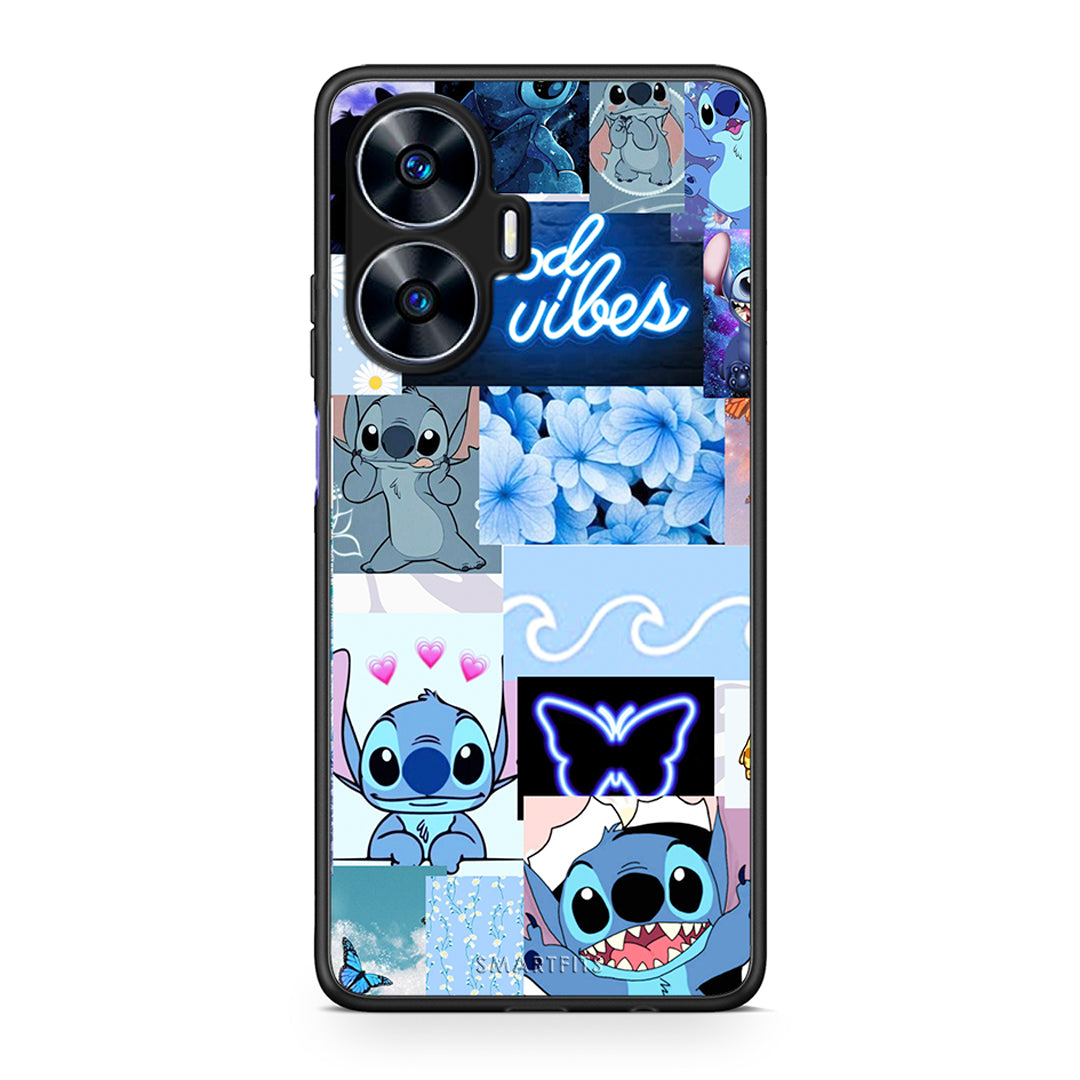 Θήκη Realme C55 Dual Collage Good Vibes από τη Smartfits με σχέδιο στο πίσω μέρος και μαύρο περίβλημα | Realme C55 Dual Collage Good Vibes Case with Colorful Back and Black Bezels