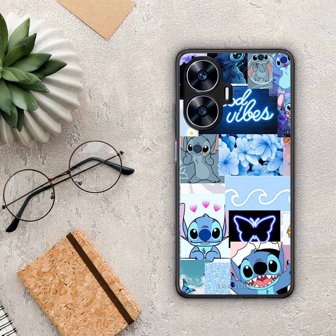 Θήκη Realme C55 Dual Collage Good Vibes από τη Smartfits με σχέδιο στο πίσω μέρος και μαύρο περίβλημα | Realme C55 Dual Collage Good Vibes Case with Colorful Back and Black Bezels