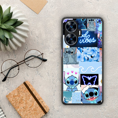 Θήκη Realme C55 Dual Collage Good Vibes από τη Smartfits με σχέδιο στο πίσω μέρος και μαύρο περίβλημα | Realme C55 Dual Collage Good Vibes Case with Colorful Back and Black Bezels