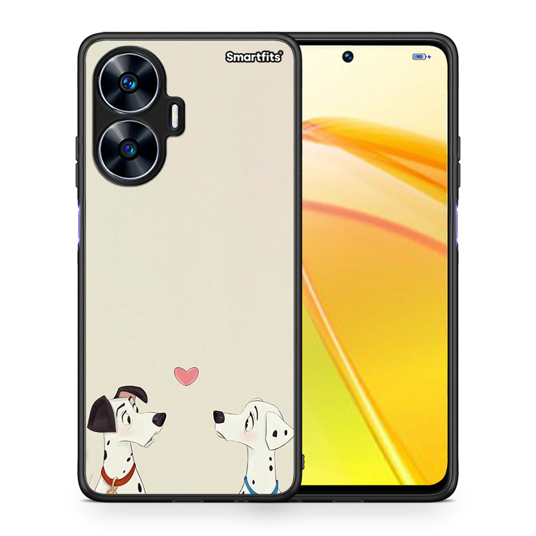 Θήκη Realme C55 Dual Dalmatians Love από τη Smartfits με σχέδιο στο πίσω μέρος και μαύρο περίβλημα | Realme C55 Dual Dalmatians Love Case with Colorful Back and Black Bezels