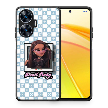 Θήκη Realme C55 Dual Devil Baby από τη Smartfits με σχέδιο στο πίσω μέρος και μαύρο περίβλημα | Realme C55 Dual Devil Baby Case with Colorful Back and Black Bezels